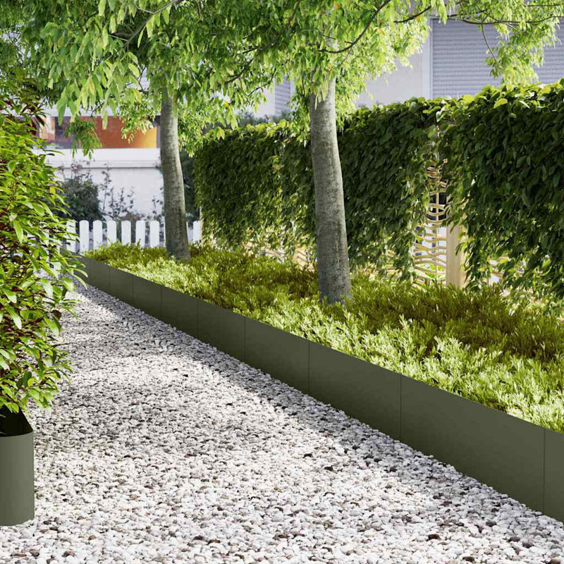 Bordure de jardin 10 pièces vidaXL Vert olive 39,37 po x 0,02 po x 11,81 po, 3,3 pi X P 1 pi H