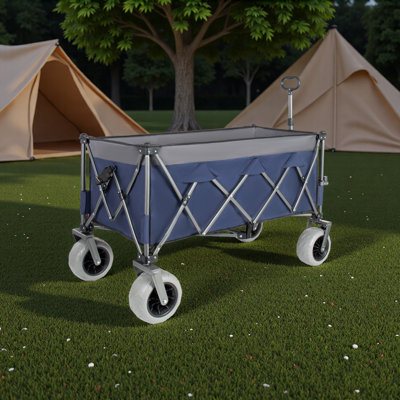 Solid Build 52-Inch Extended Heavy-Duty Foldable Utility Wagon, 560Lbs, Patented Ultra-Stable Frame, 1:6 Space-Saving Fold