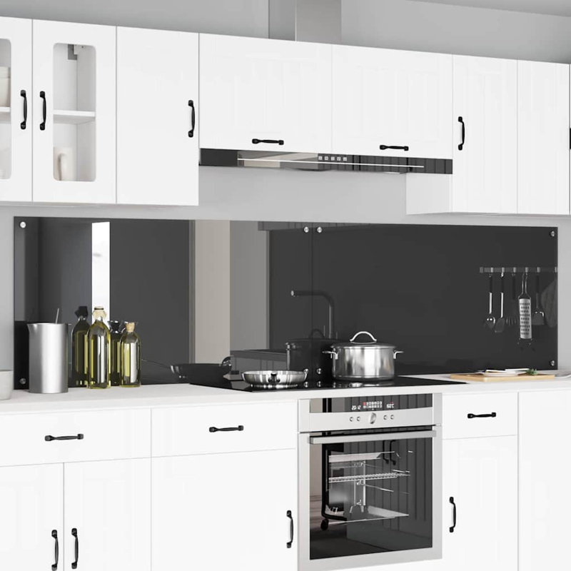 Vidaxl Kitchen Backsplash White 80 X 40 Cm Tempered Glass, Dark Grey, 60cm H x 120cm W