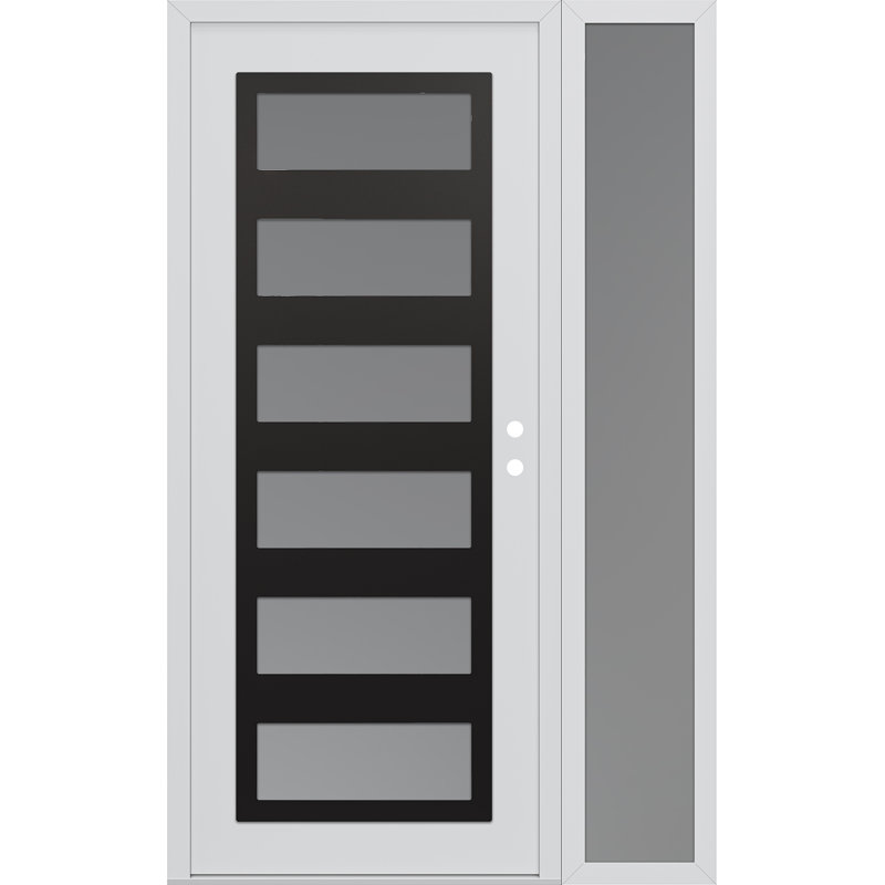 C9 à gauche 52 po X 80 po Panneau de porte en verre givré blanc et blanc à panneau avec porte d'entrée avant en verre givré Sidelite