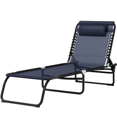 Dark Blue Yard Sun Seat - 4 Recline, Breathable Mesh For Outdoor Living Porch Lounger Adjustable , Chill