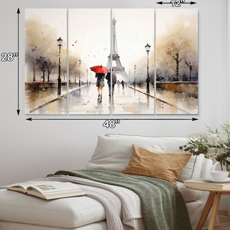 «Paris Eiffel Tower Passion Aquarelle II», 4 pièces