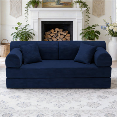 Convertible Sleeper Sofa Bed,Corduroy Folding Mattress Couch with Fixed-Shape Frame, Floor Sofa Lounge Couch for Living Room Bedroom