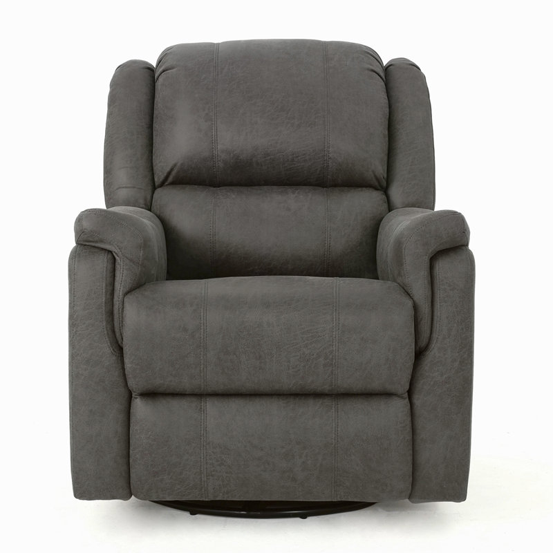 Glider Recliner With Swivel, Gray Polyester