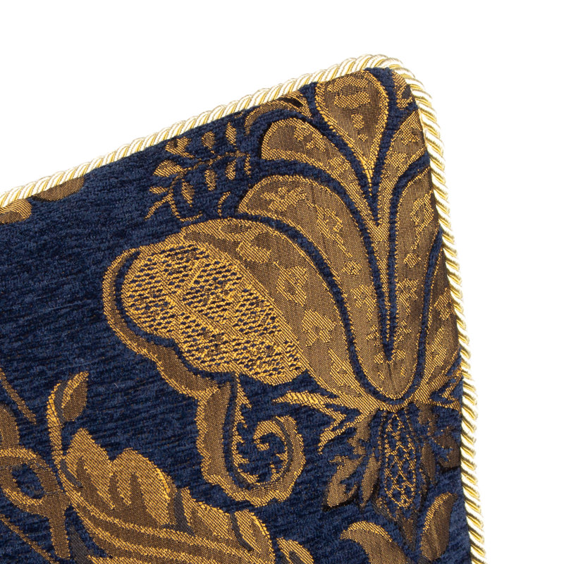Shiraz Floral Damask Polyester Filled Cushion, Navy, 45cm x 45cm