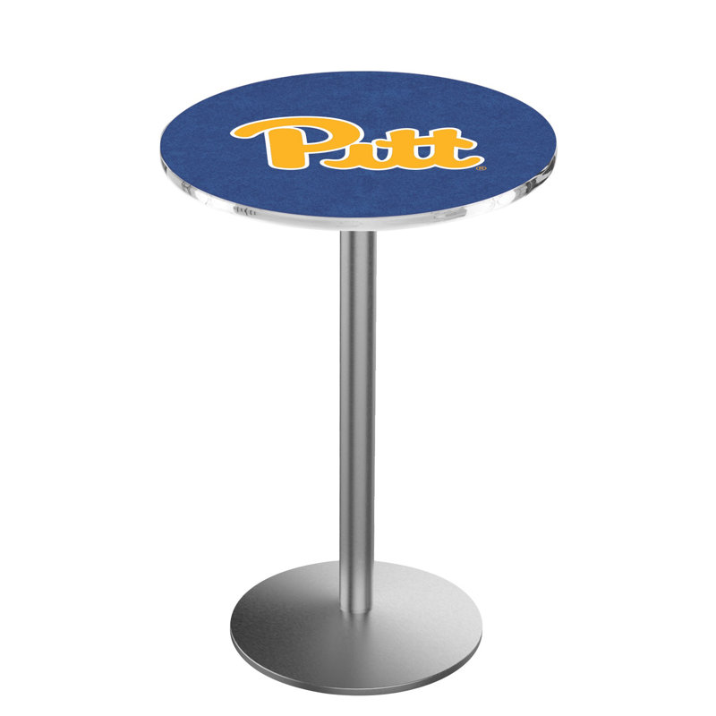 Round Metal Base Dining Table, Stainless Steel, University of Pittsburgh