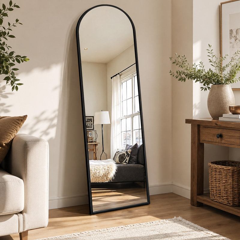 Miroir arqué pleine longueur 56 po, support et cadre en aluminium