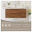 Meuble-lavabo mural de 48 po avec comptoir en surface solide, armoire en bois de noyer doré miel avec tiroirs à fermeture douce