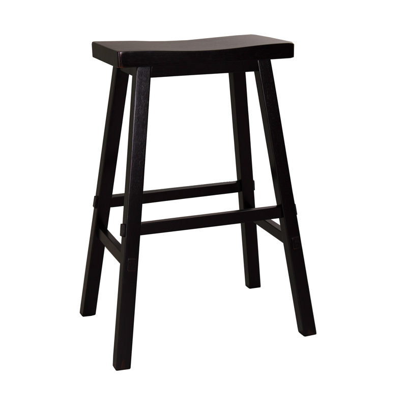 Black Rubberwood Traditional 30-Inch Sawhorse Barstool