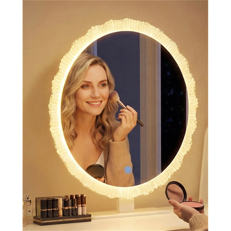Miroir de maquillage à DEL Crystal Edge avec éclairage à intensité variable 3 couleurs