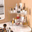 Organisateur de maquillage à 2 niveaux pour comptoir de salle de bain - Rangement de meuble-lavabo pour cosmétiques et soins de la peau de grande capacité avec conception de coin peu encombrante - ABS durable pour l'organisation de la commode et du com-1247596910