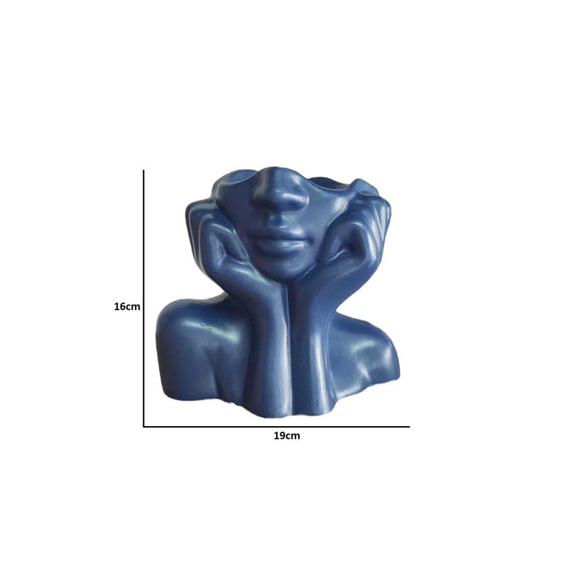 Comolli Ceramic Table Vase, 19cm H x 16cm W x 11cm D, Blue