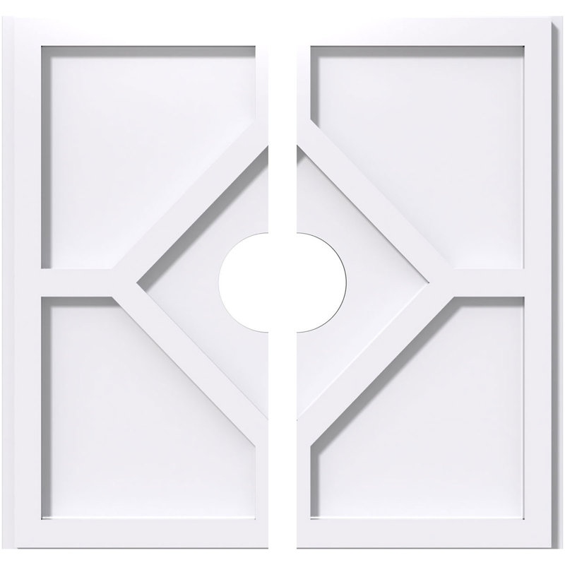 24"OD x 7"ID x 8 1/4"C x 1"P Embry Architectural Grade PVC Contemporary Ceiling Medallion, Two Piece, 1" H x 24" W x 24" D