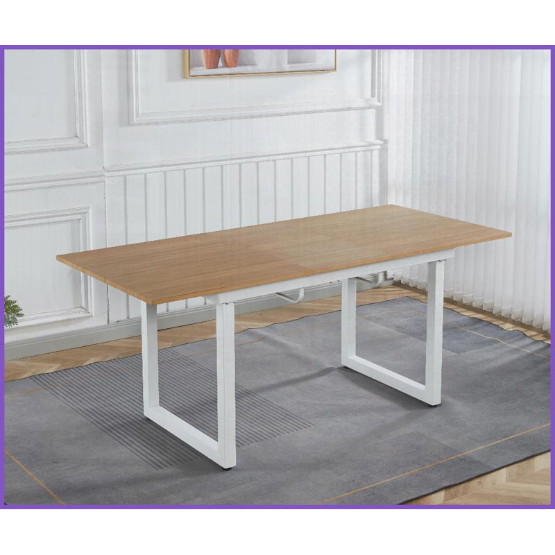 Table basse moderne pour économiser de l'espace pour le salon - longueur réglable, plateau en panneau de fibres à densité moyenne facile à nettoyer, pieds en métal