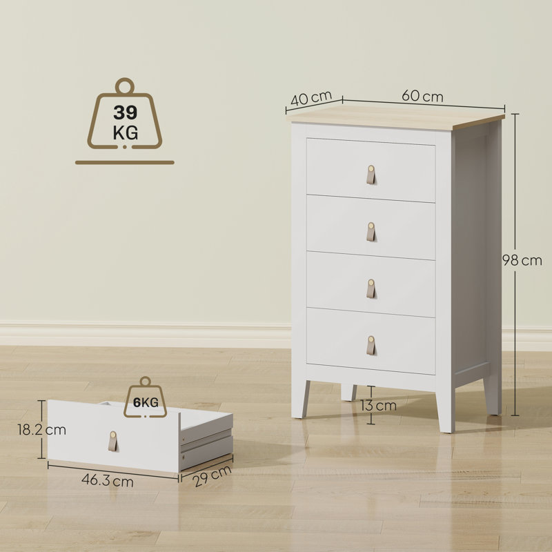60cm W Chest of Drawers, White
