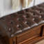 Banc rembourré en cuir véritable Coffee-1334502579