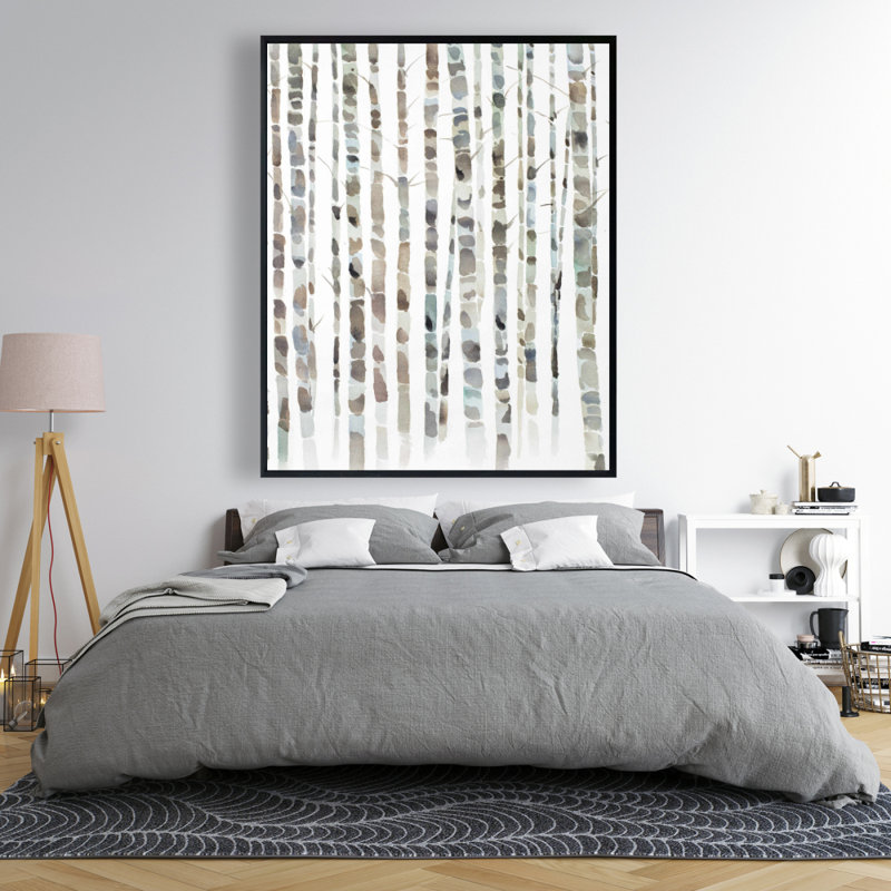 Watercolor Birch Tree Forest Print On Canvas, 48" H x 60" W