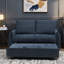 Futon de salon avec canapé réglable en tissu de velours bleu marine, revêtement très résistant et rangement pratique