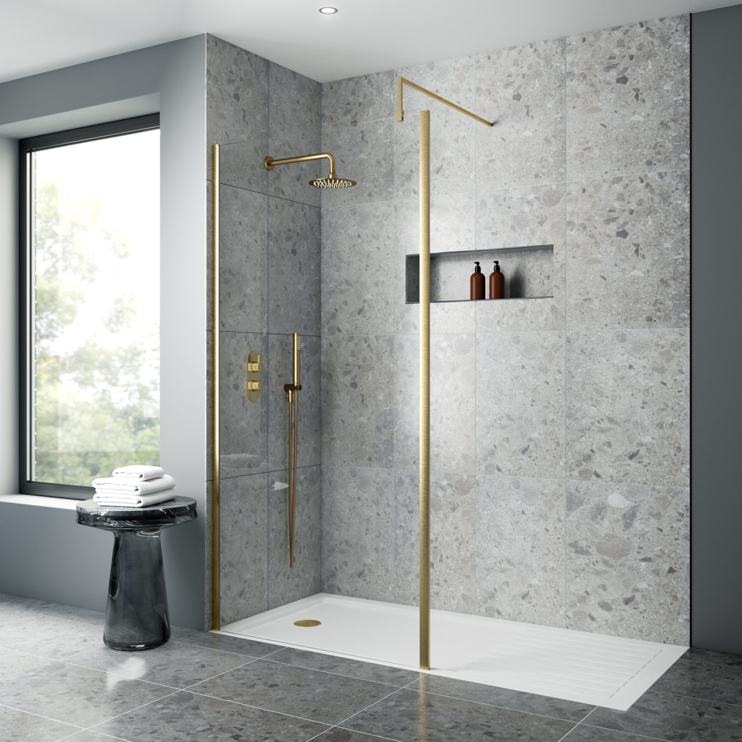 760Mm Outer Framed Wetroom Screen With Support Bar
