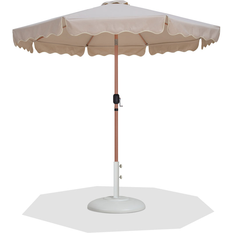 Ensemble de parasol en aluminium avec passepoil Amalfi, Beige, Teck