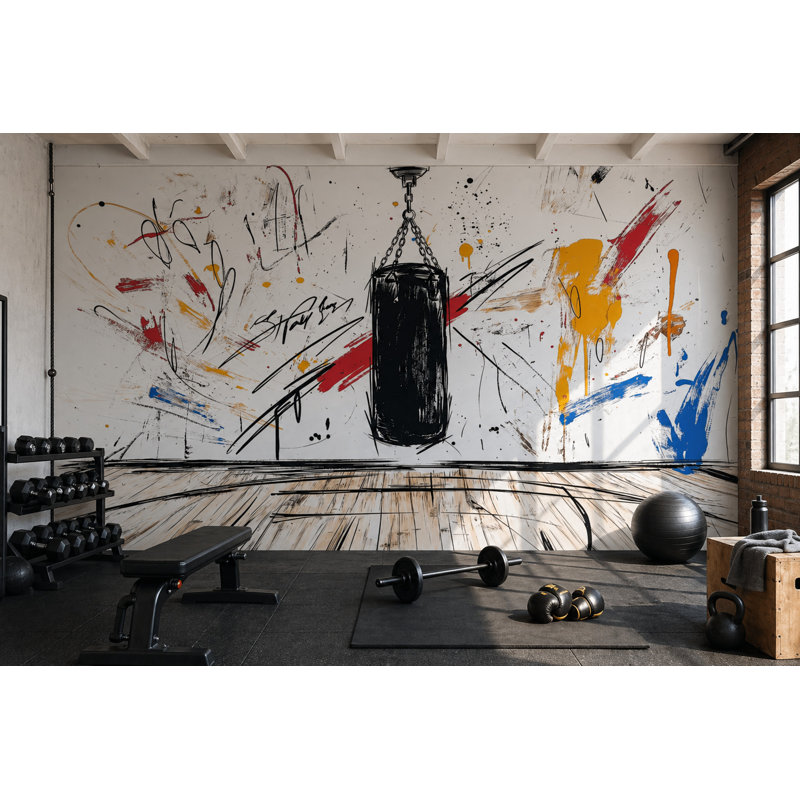 Papier peint de boxe, sac de boxe amovible, décoration murale graffiti, Peler et coller, 200"x120"
