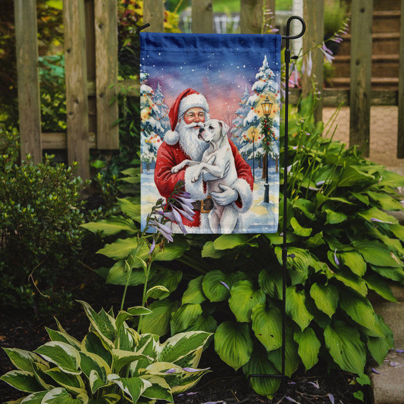 Boxer blanc avec drapeau du père Noël, Taille du jardin, Boxer blanc