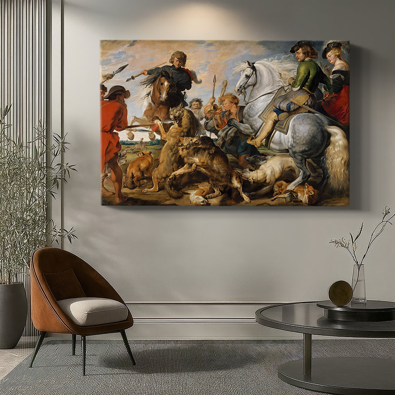 La chasse au loup et au renard - Peter Paul Rubens - Toile tendue avec châssis-c. 1616, 24x36
