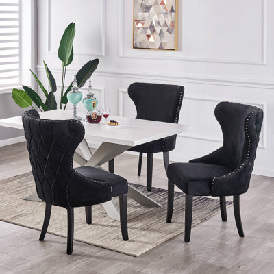 Bootle 4 Person Dining set - a Rectangular Wooden Dining Table with Metal Legs and a Set of 4 Quilted Velvet Dining Chairs for Dining Room - Modern Dining Table Set