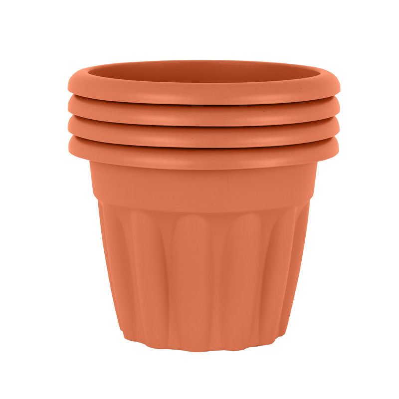 Wham Vista 33cm Round Planter Pack of 4 Terracotta