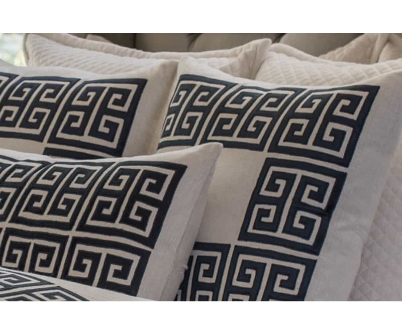 Guy Appliqued Feather Throw Pillow, Midnight