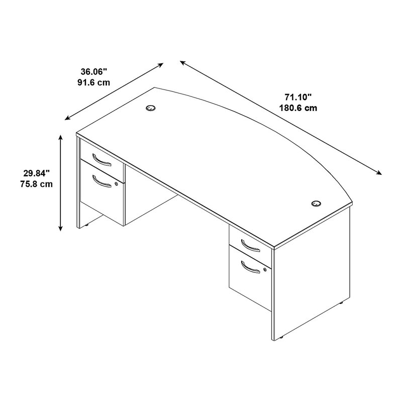 Bureau double caisson Ringold Series C, Cerise mocha