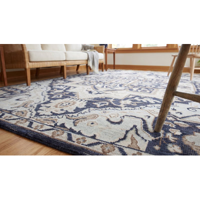 Tapis oriental traditionnel en laine noué à la main gris anthracite Majestic