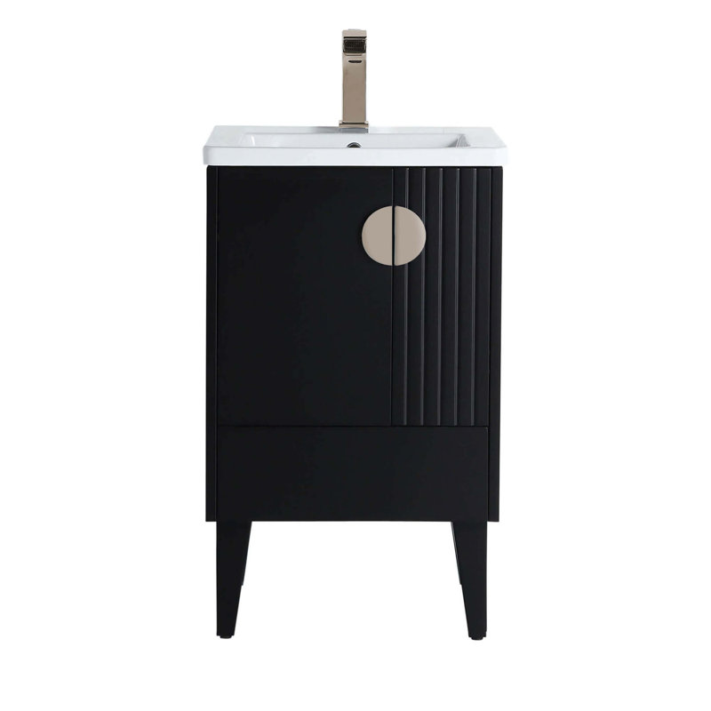 Ensemble de meuble-lavabo simple 20 po Saimah, Noir, Nickel satiné