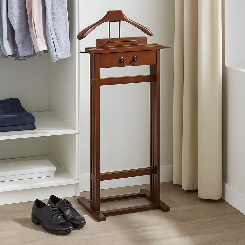 Freestanding Valet Stand, Dark Walnut