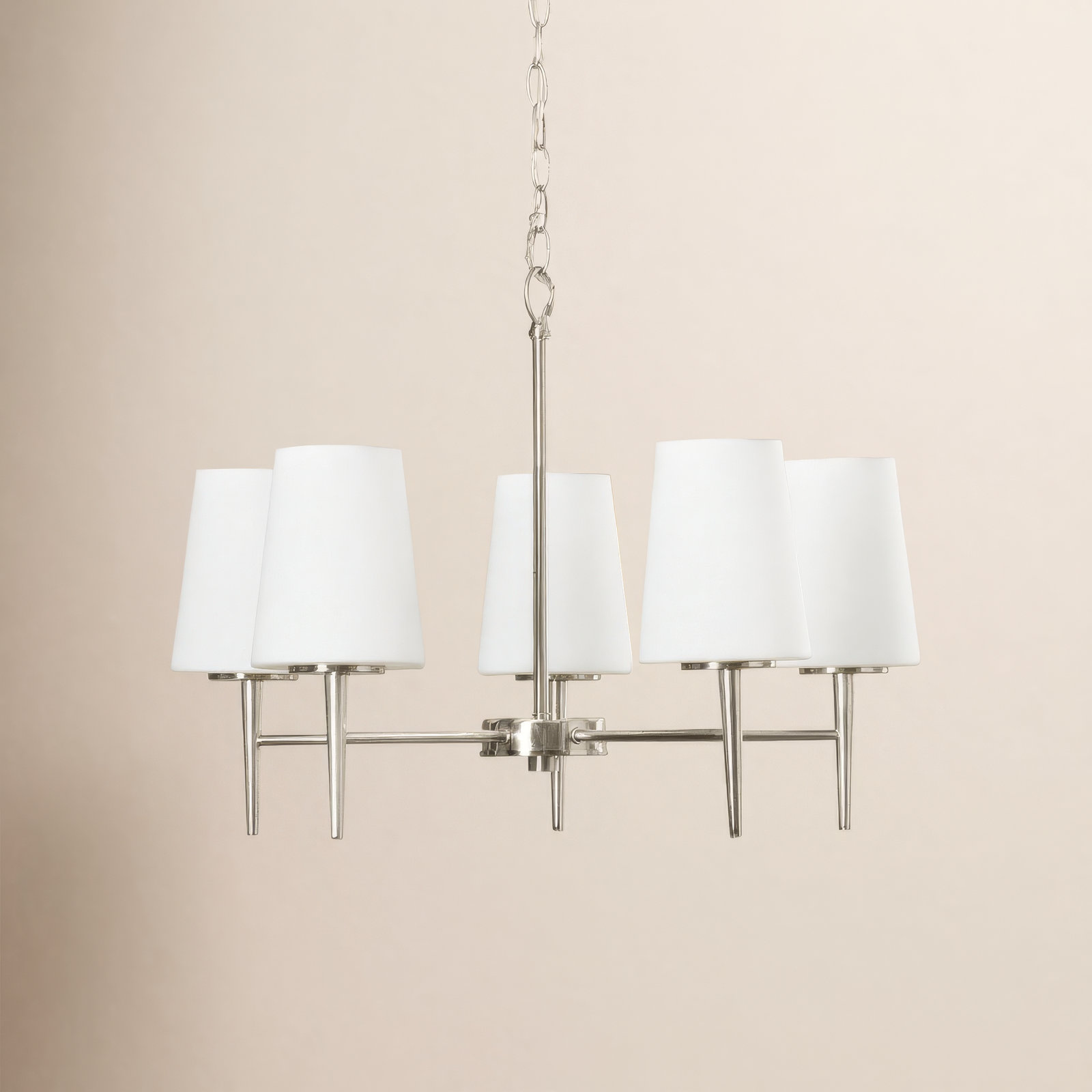 Erlandson 5 - Light Dimmable Chandelier, 17.5" H x 25.25" W x 25.25" D, Brushed Nickel, 100 Watt A19 Medium