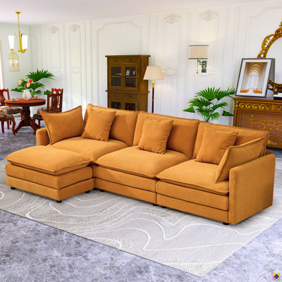 Dayman 110.24"W Modular Chenille LAF RAF Sectional, Sofa Couch, 3 Seater by Hokku Designs