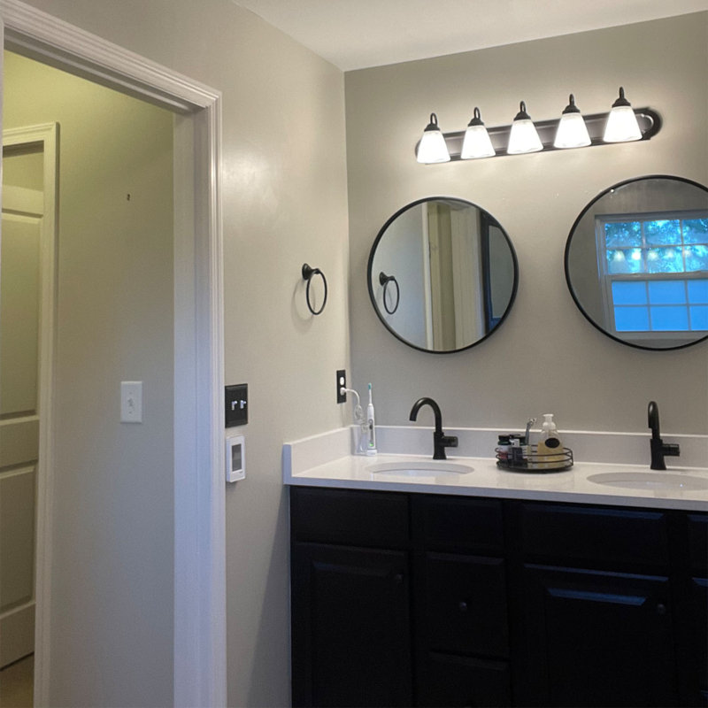  Black 30 Inch Round Bathroom Mirror, Metal Frame Vanity Mirror for Over Sink, Modern Wall Mirror for Entryway and Living Room (Set of 2)