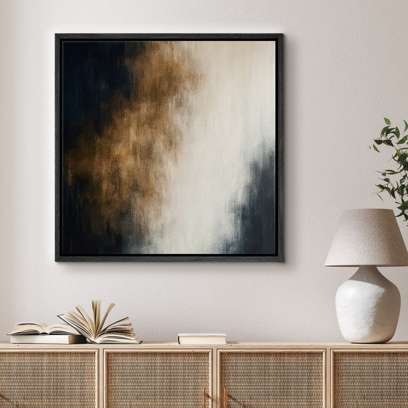 Reproduction de paysage abstrait encadrée sur toile murale pour décor de salon, H 16,8 po x l 16,8 po, Noir