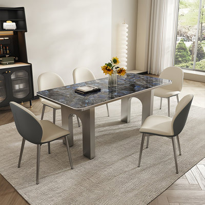 Modern Rectangular Rock Slab Dining Table Sets