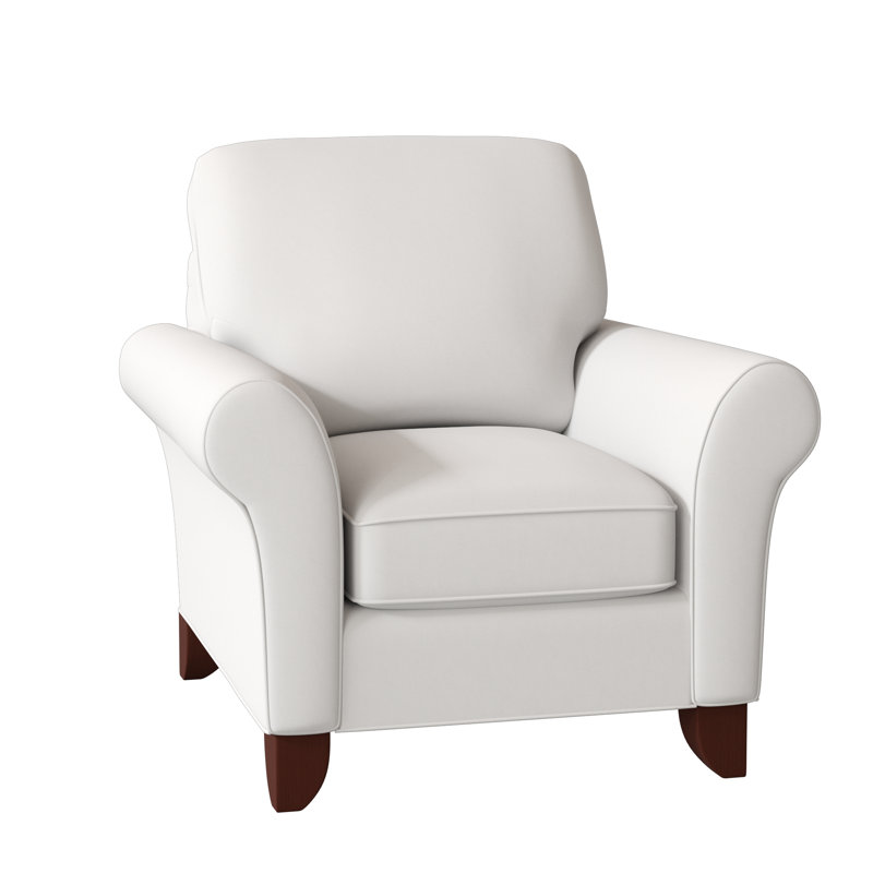 Fauteuil de 38 po de large Almada, Sergé performance Peyton 31 blanc, Pécan, Non