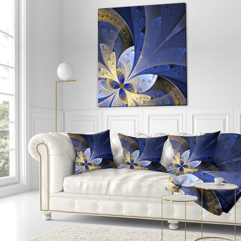 Oreiller à motif floral grand fractal, 16 po x 1 po, Coussin décoratif