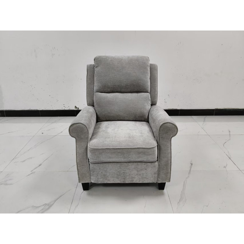 34.6’’ Push Back Recliner Chair With Adjustable Backrest & Footrest, Gray Chenille