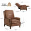 Fauteuil inclinable manuel en cuir véritable avec main courante en bois massif Liauro de 32,3 po de largeur-1867559448