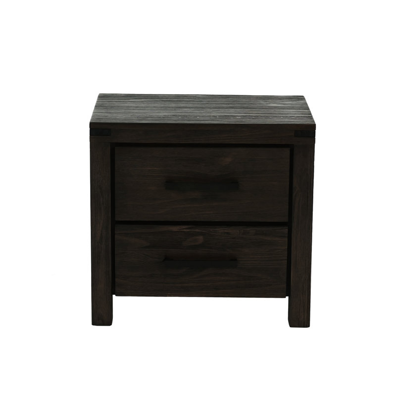 Table de chevet pour chambre à coucher avec 2 tiroirs - Poignées en métal et structure en bois
