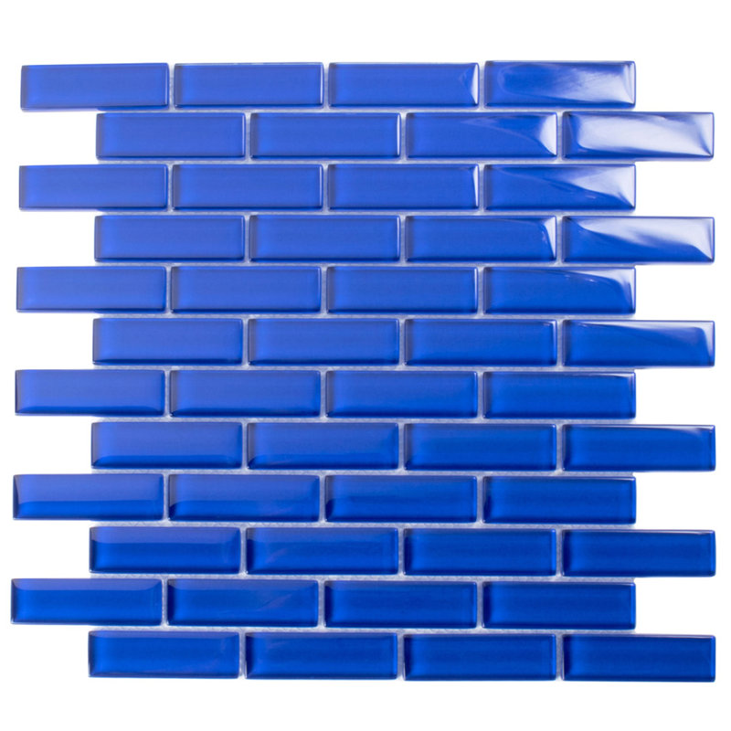 11.9"X 11.9" Polished Glass Brick Tile, Cobalt Blue