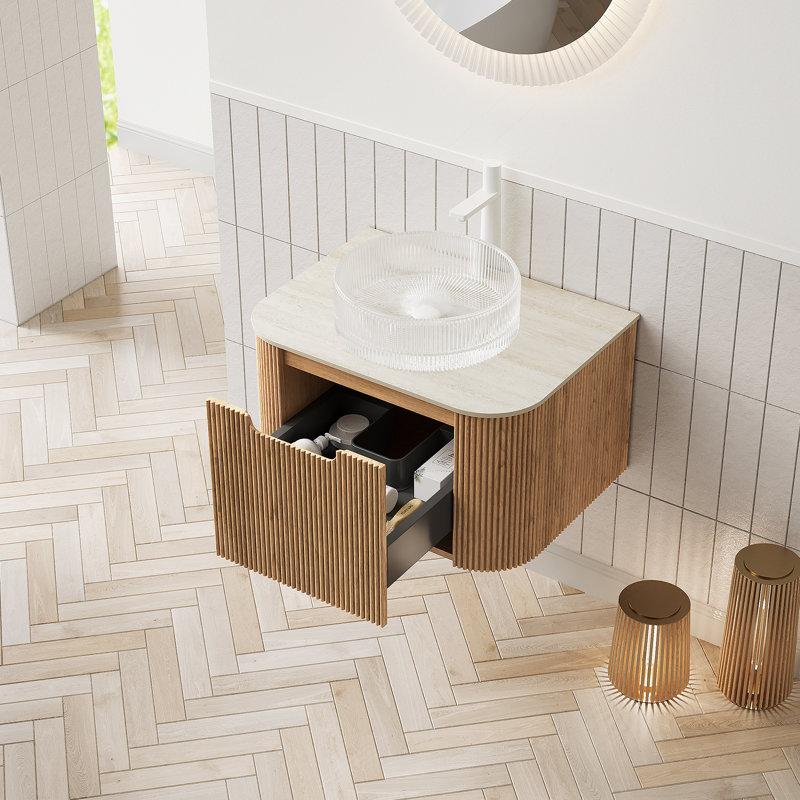 Armoire murale avec 1 tiroir, 24", Bois naturel