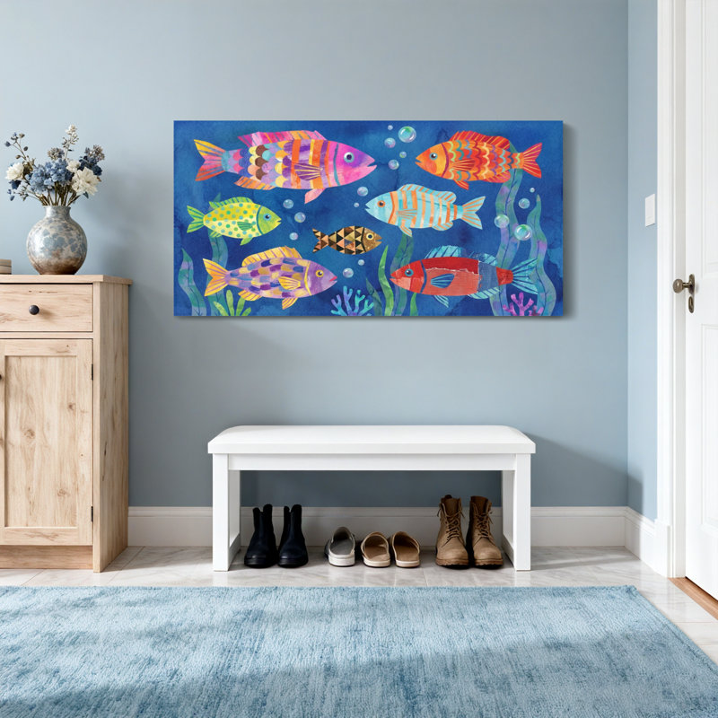 Reproduction de motif d'animaux sous l'eau, H 24 po x l 48 po