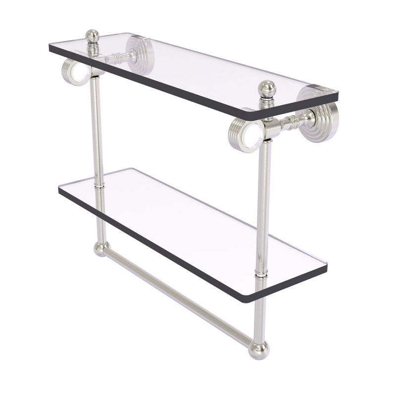 Étagère à 2 niveaux Jarrell, H 13 po x l 16 po x P 5,12 po, Nickel satiné