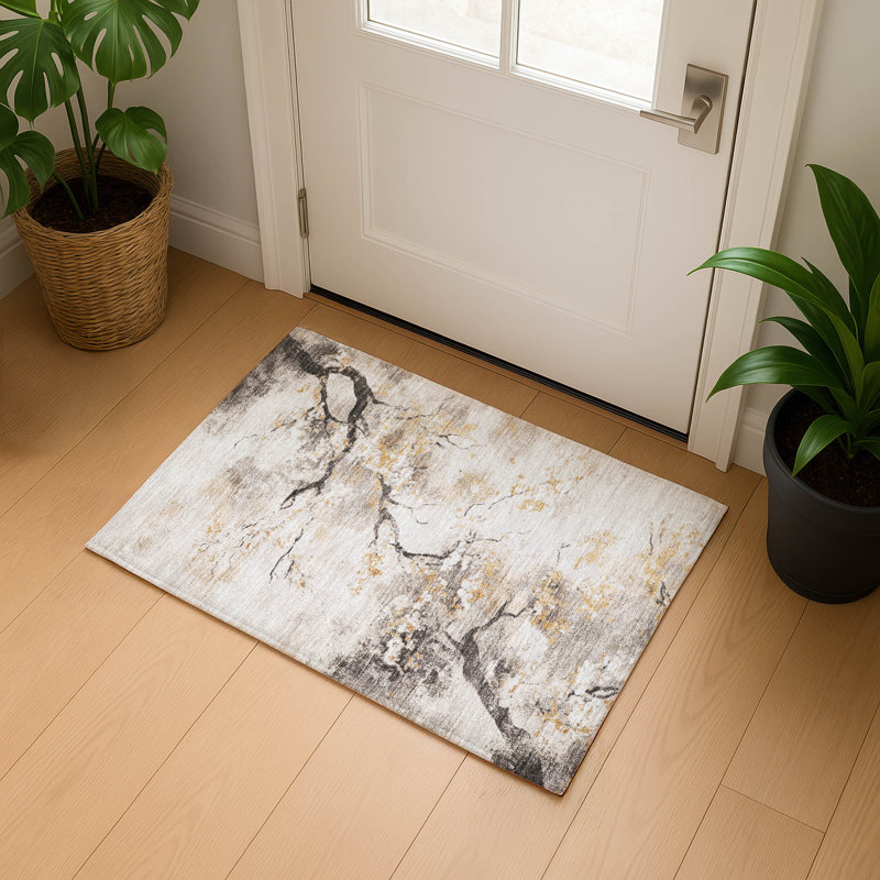 Premium Machine Washable Dockside AMF1804 Floral Rug, Rectangle 1'8" x 2'6"