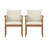 Outdoor Dining Chairs Set of 2, Acacia Wood Patio Armchair with Natural Wickers and Cream Washable Cushion,for Backyard, Poolside, Garden